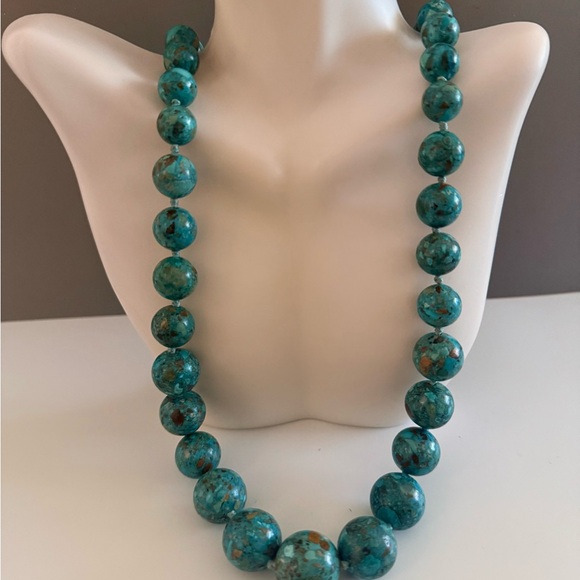 Chic Turquoise AIL Beaded Southwestern Necklace Sterling Silver - Picture 3 of 7